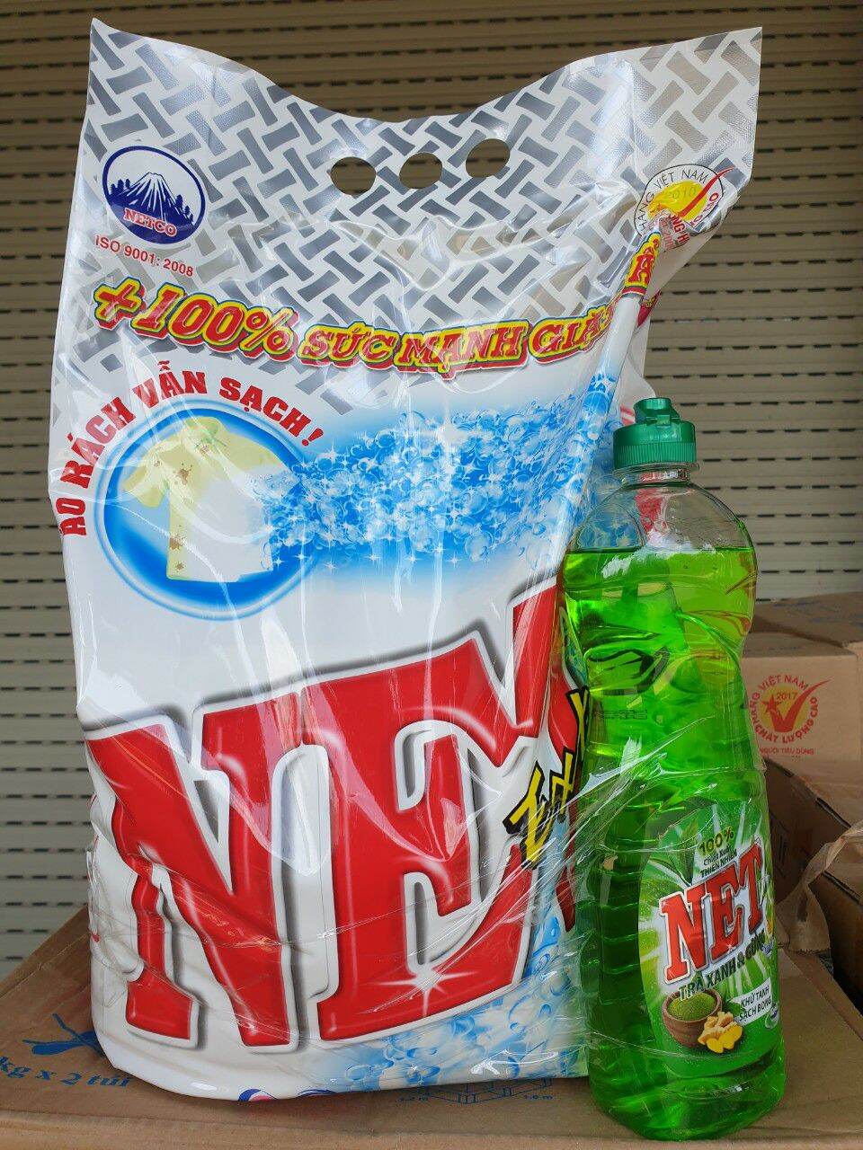 Bột giặt net extra 6kg new + 1 chai nứơc rửa chén - hương thiên nhiên