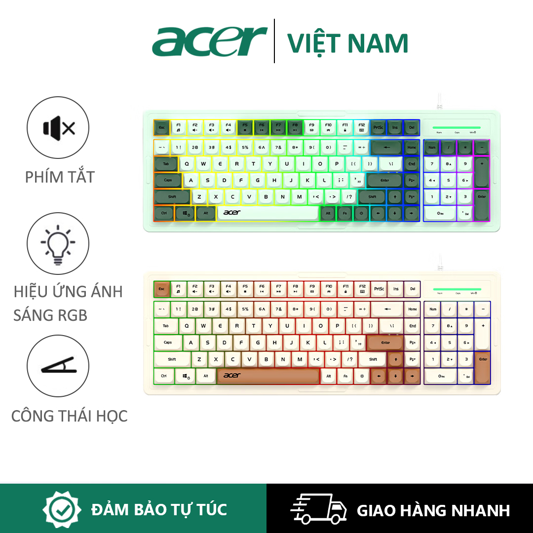 Bàn phím có dây Xiaomi Youpin Acer Silent RGB Hiệu ứng chiếu sáng Ergonomic 19 phím Không đục lỗ Bàn phím chơi game máy tính xách tay