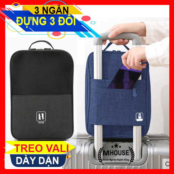 Túi Đựng Giày 3 Ngăn Túi Giày Treo Vali Du Lịch Nhỏ Gọn
