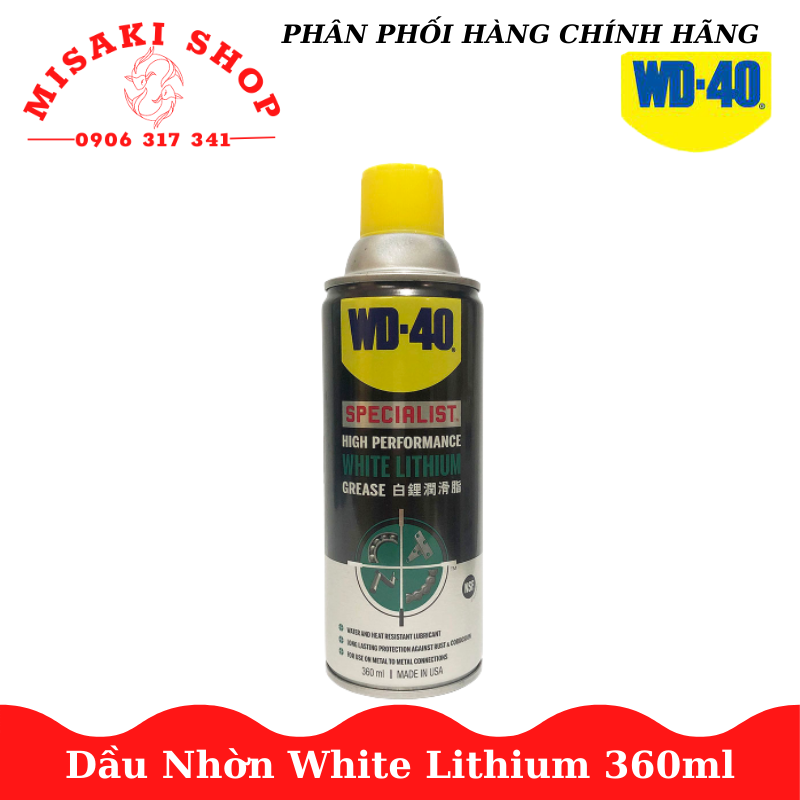 Chai xịt bôi trơn tác dụng cao wd-40 white lithium 360ml 350054 | misakishop
