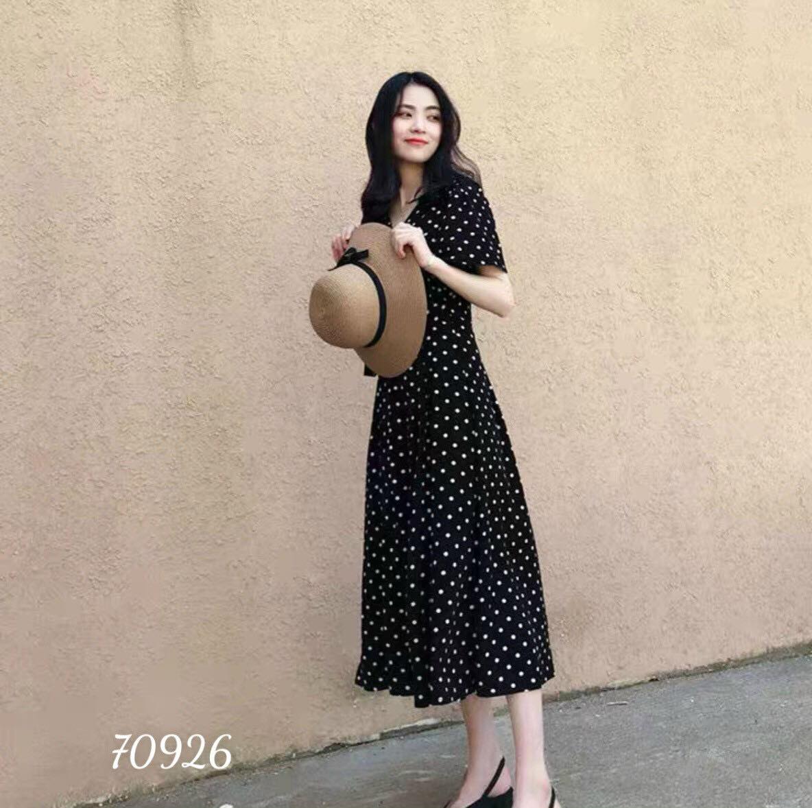 Đầm xòe lụa bi thắt nơ dễ thương-d01