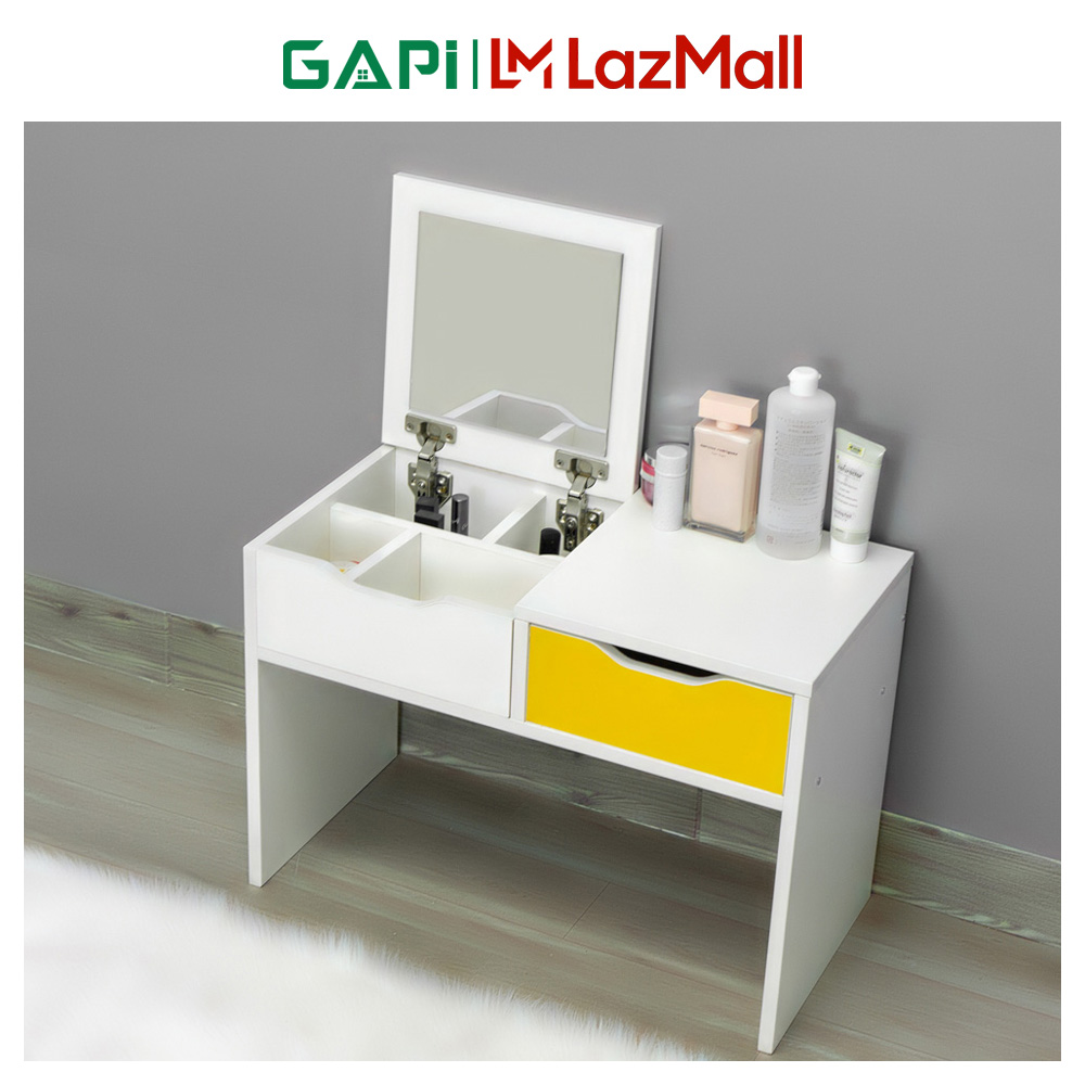 Bàn trang điểm mini GAPI ngồi bệt kèm gương, có ngăn kéo decor không gian phòng ngủ - GP69