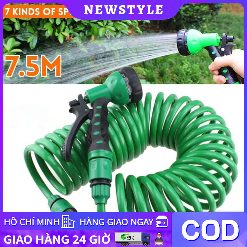 Vòi tưới cây đa năng Garden - Vòi xịt nước tưới cây 5 chế độ - Lò xo co giãn chịu áp - Xịt rửa xe đa năng