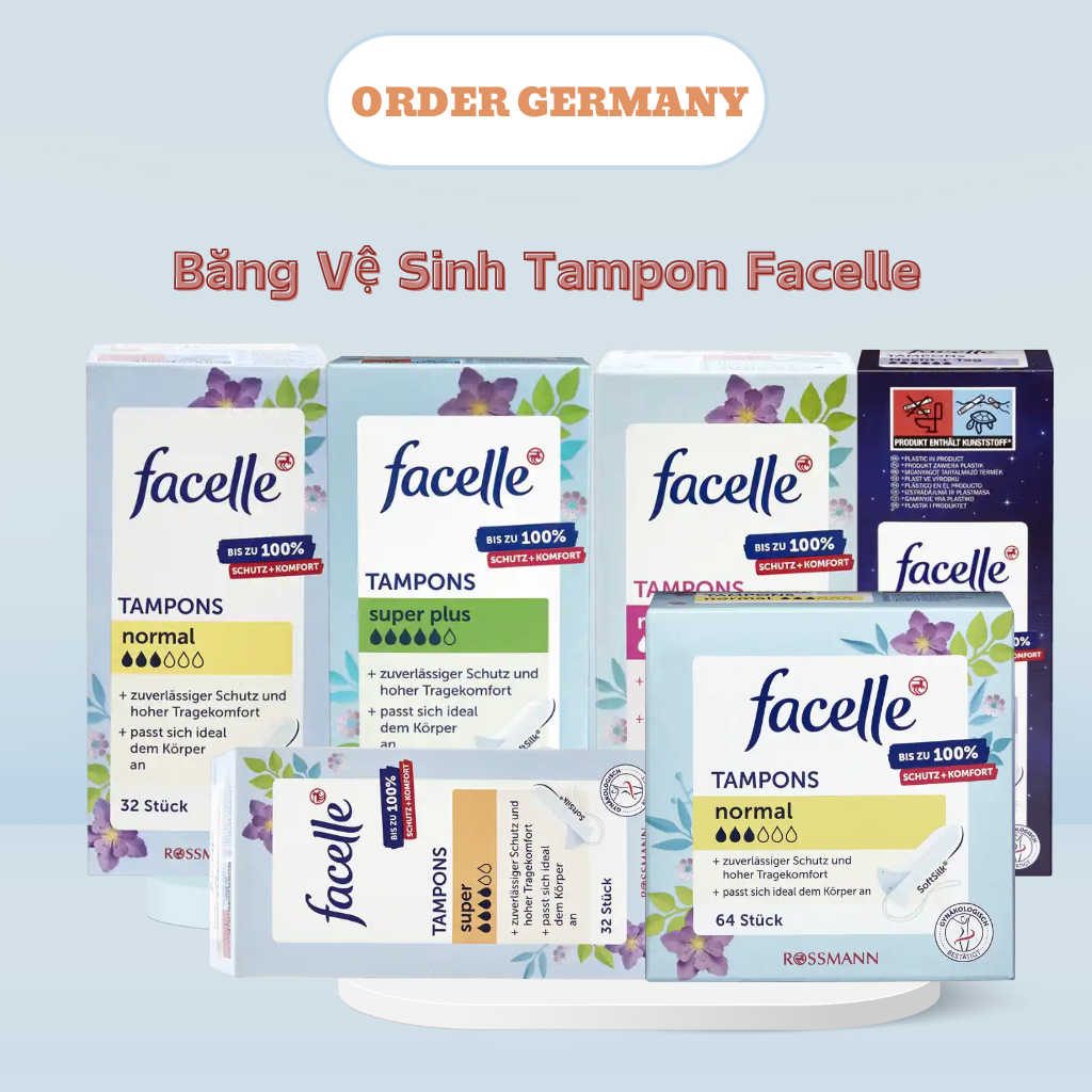 Che Tên SP Băng vệ sinh Tampon Facelle Super Plus - Băng vệ sinh dạng nút - Nội địa Đức