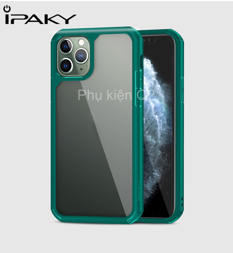 Ốp lưng iP chính hãng IPAKY  X/XR/XS/11/12/13/14/15 chống sốc mặt lưng mica trong