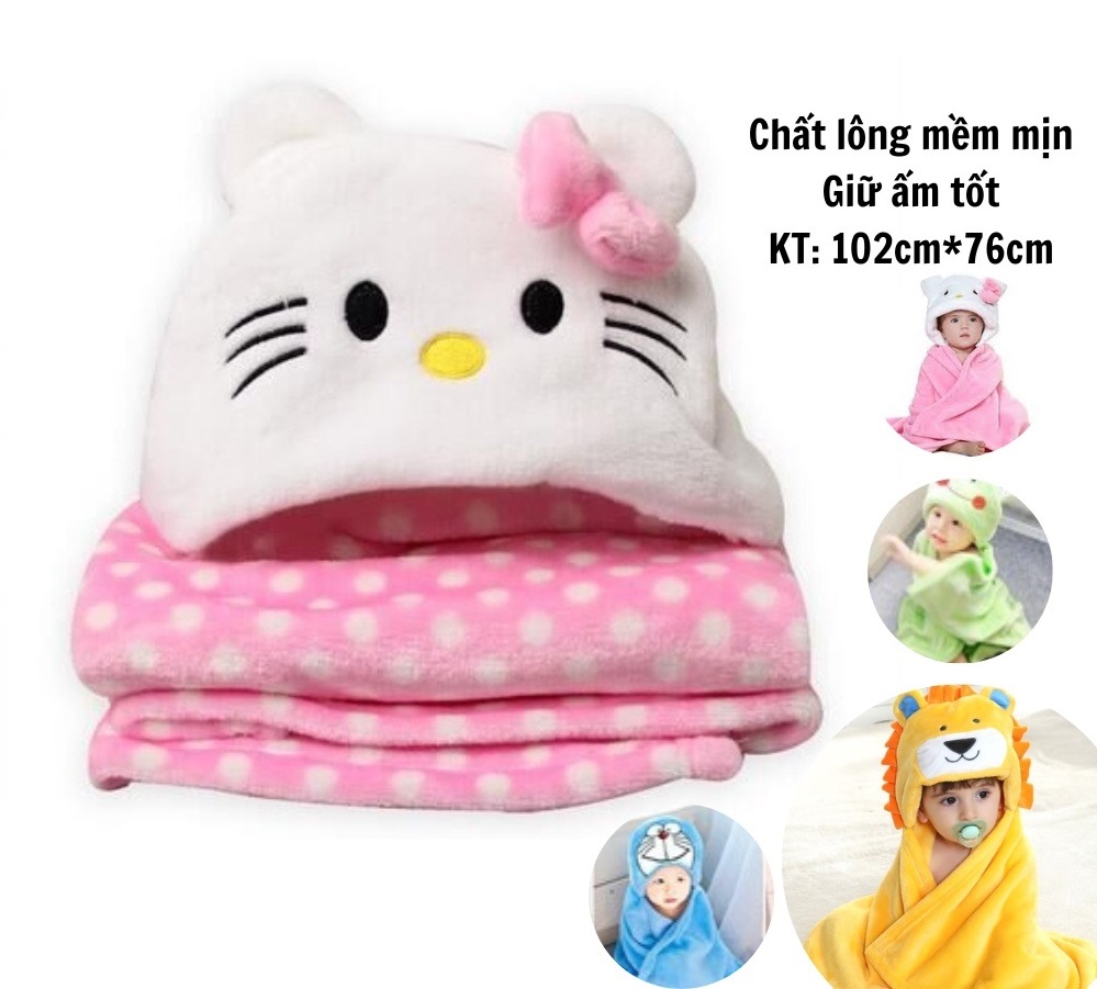 Chăn ủ có mũ hình thú cho bé
