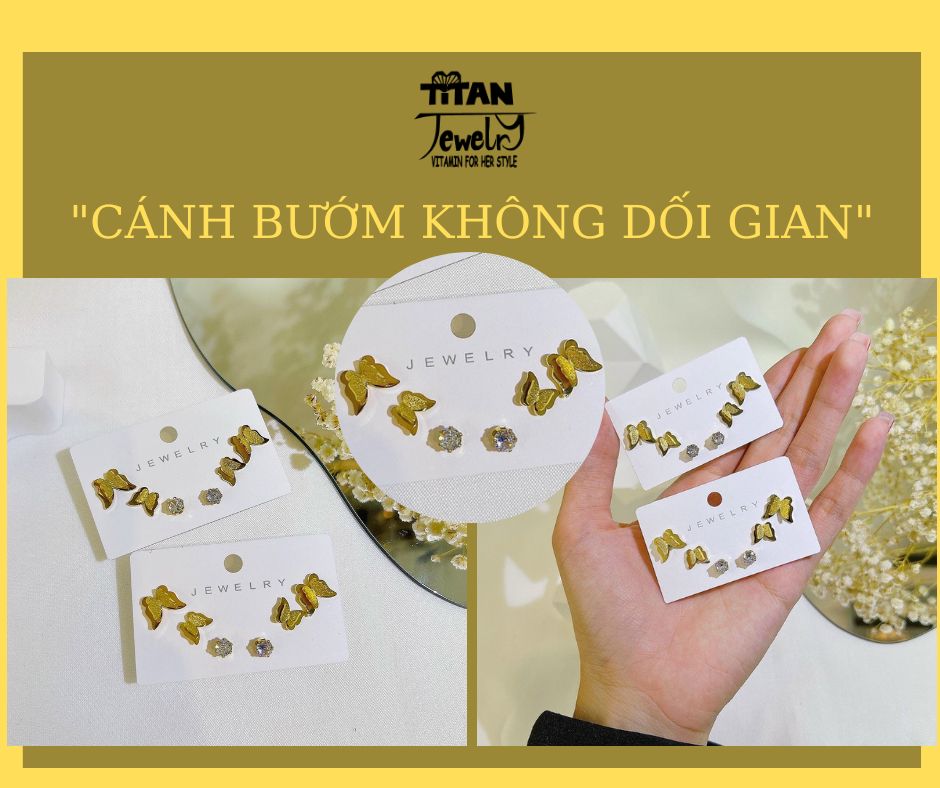 Set bông tai titan "Cánh bướm không dối gian" TITAN Jewelry