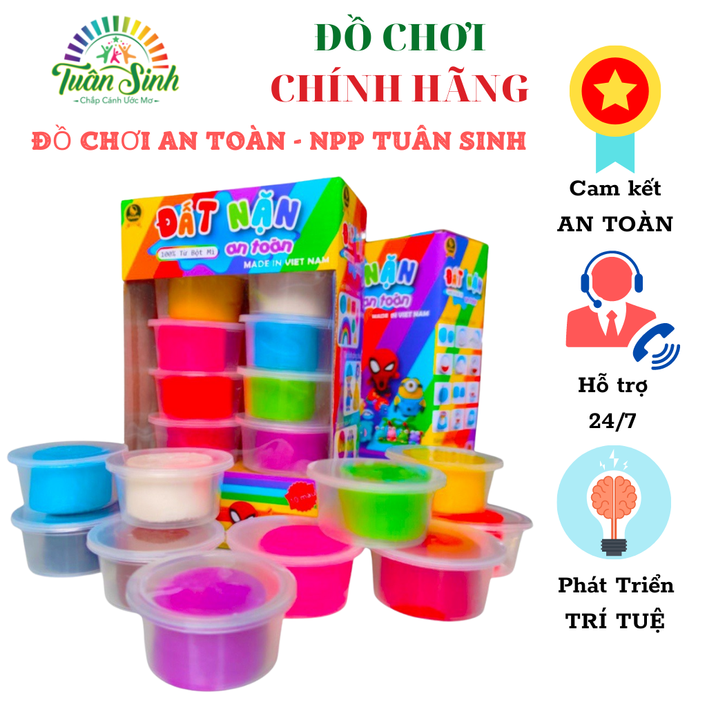 Đất nặn an toàn cho bé - Đất nặn bột mỳ Vijago - Hàng Việt Nam - Làm từ bột mỳ hấp chín giúp bé thỏa sức sáng tạo - Npp Tuân Sinh