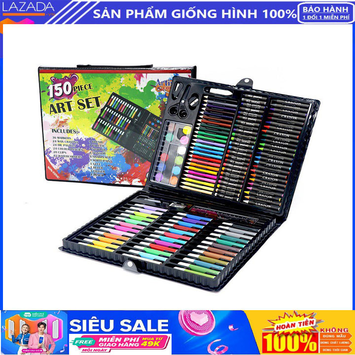 Hộp màu 150 chi tiết, bộ màu vẽ đa năng 150 màu, hộp bút chì màu, bút vẽ bộ màu vẽ đa năng cho bé, bộ màu vẽ tập tô 150 chi tiết cho bé