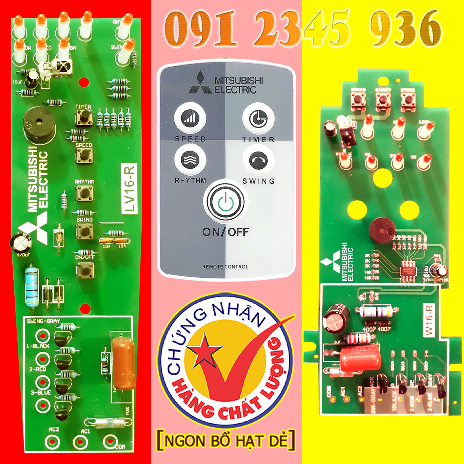 Điều khiển quạt mitsubishi ; mạch quạt mitsubishi ; tặng pin ; . trọn bộ vỉ mạch và điều khiển từ xa cho quạt mát mitsubishi
