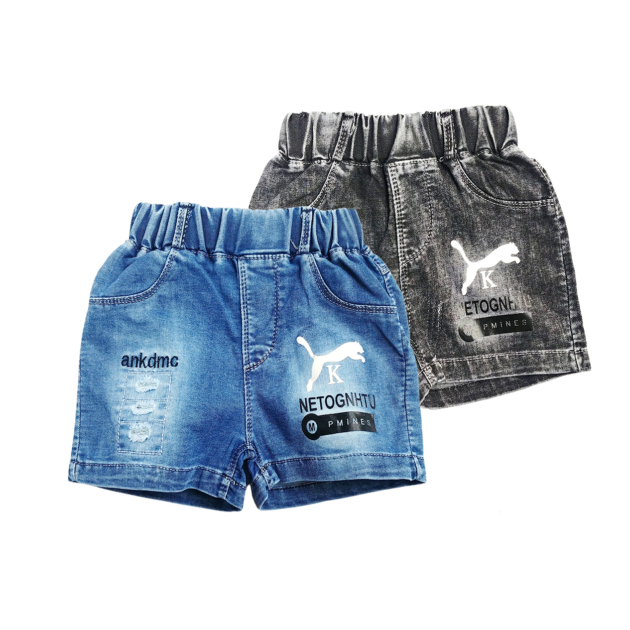 Quần short JEAN bé trai  họa tiết phối chất vải bò mềm mịn cho bé, ảnh thật 100%
