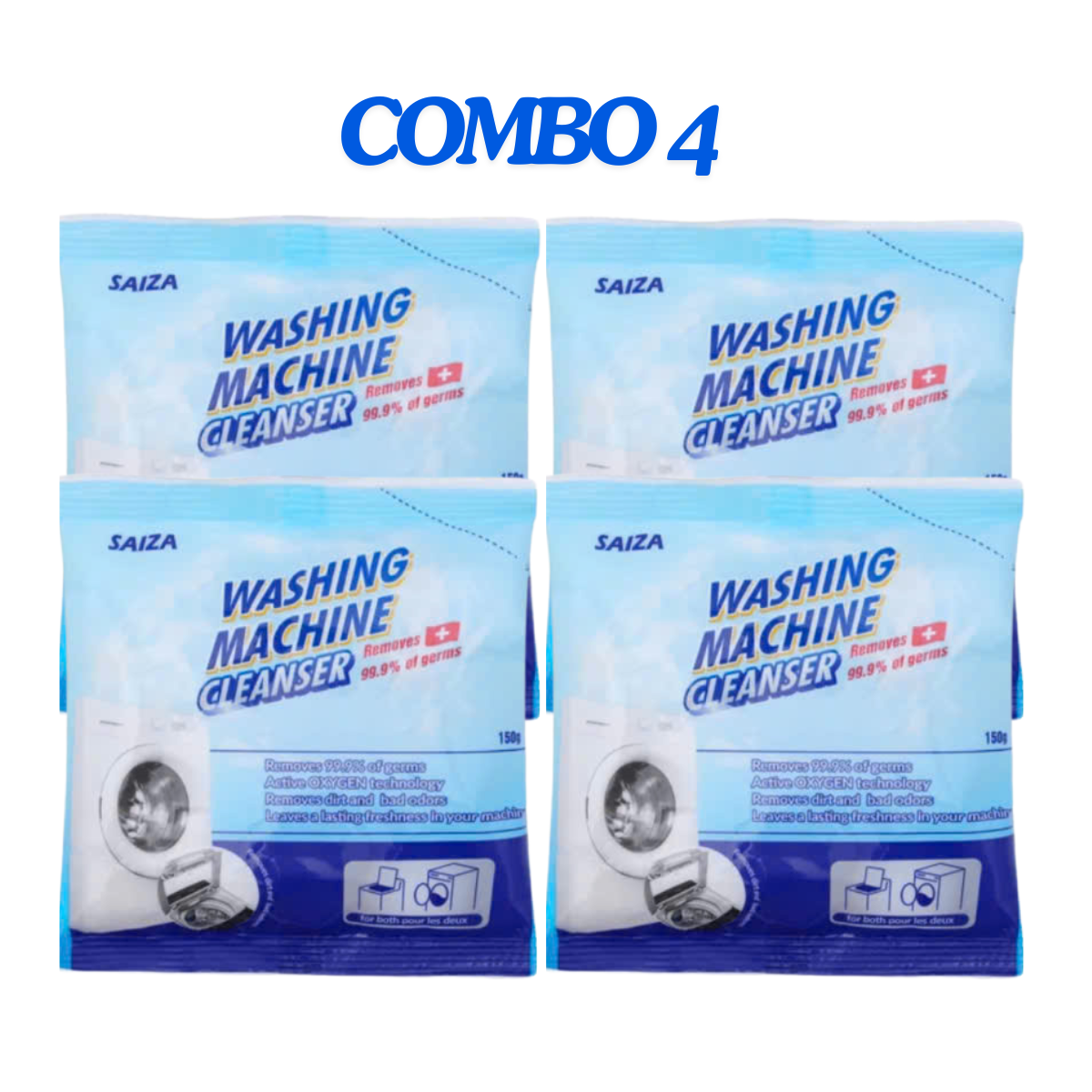 Saiza Combo 4 gói bột tẩy lồng giặt 150g vệ sinh lồng giặt-tẩy lồng máy giặt