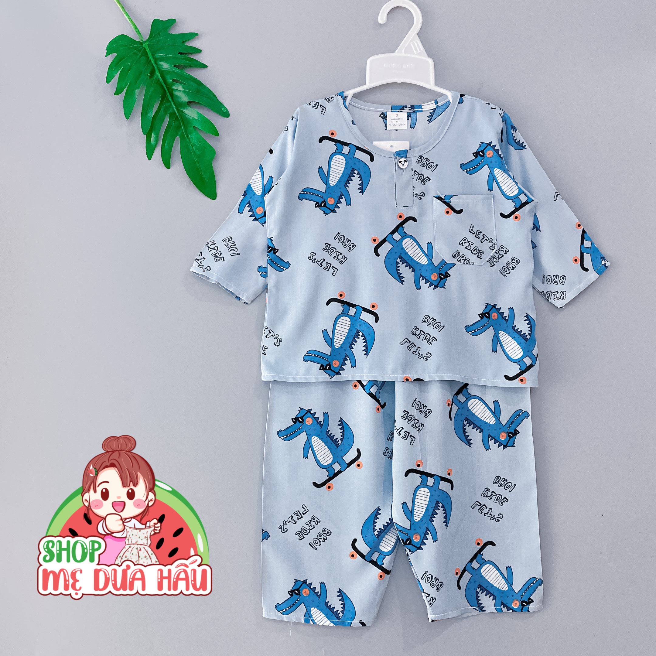 Bộ lanh bé trai, đồ bộ bé trai vải tole tay dài quần dài 8-32kg shop mẹ dưa hấu