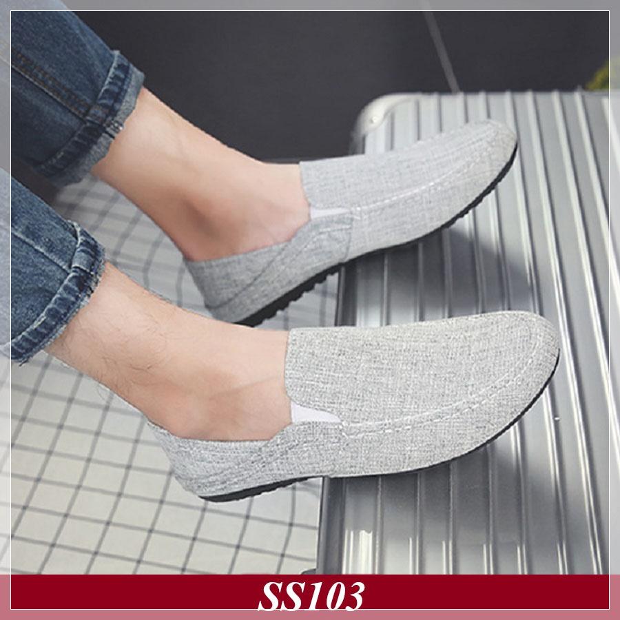 Giày Lười Nam Hàn Quốc Màu Xám Nhạt SS103