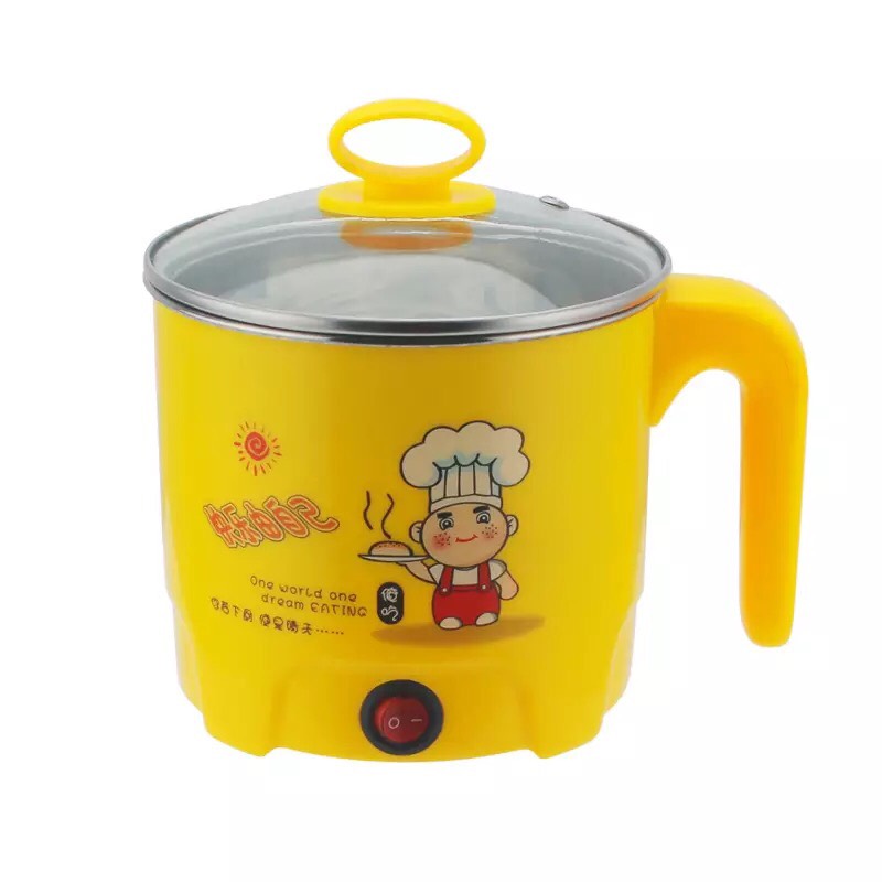 Ca nấu mì siêu tốc nồi nấu đa năng mini siêu tốc 18cm - Ca điện nấu mì kiêm nồi lẩu mini kiêm nồi nẩu kèm đa năng siêu tiện lợi 1.8L Kèm vỉ hấp trứng nồi lẩu điện mini ca mì siêu tốc Tmark