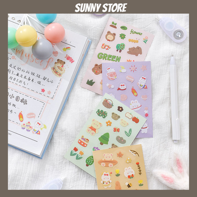 Sticker gấu, hình dán điện thoại dễ thương, trang trí sổ, đồ dùng học tập, dụng cụ, phụ kiện SUNNYSTORE