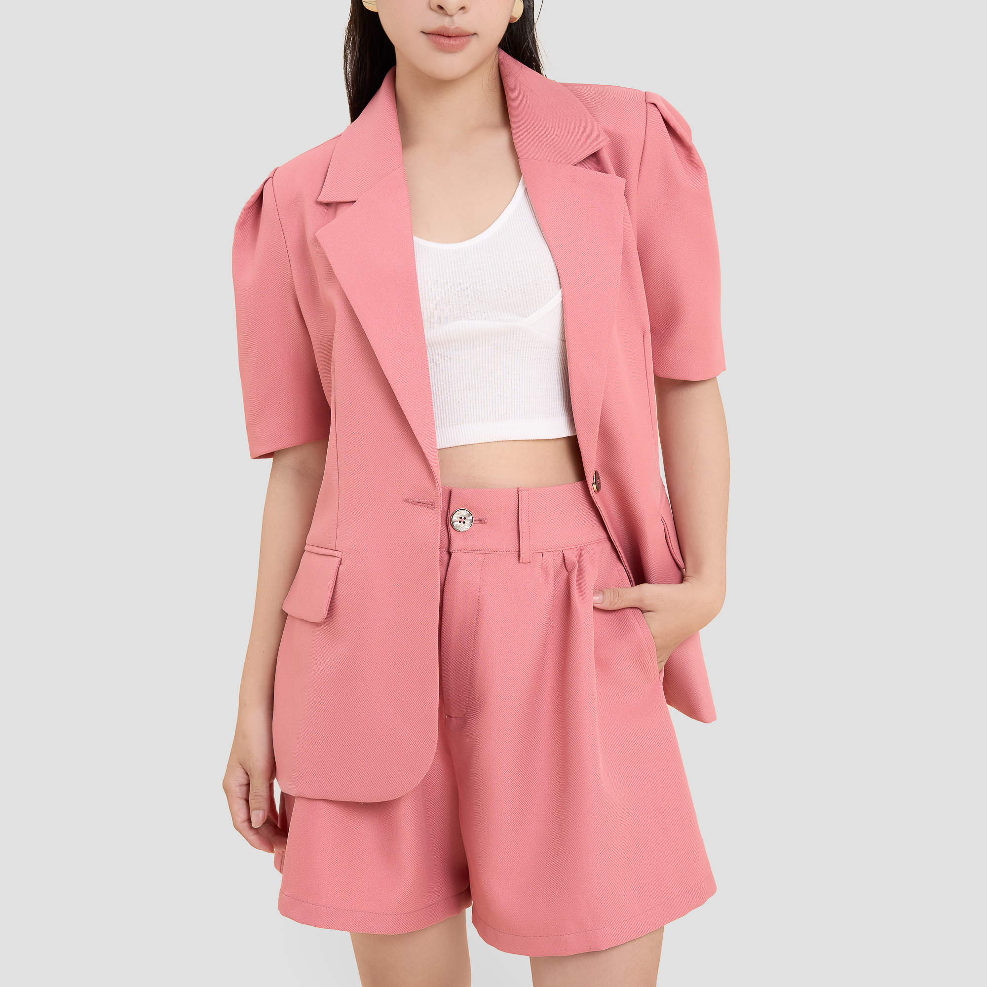 Quần short dáng xòe pho xéo Maybi
