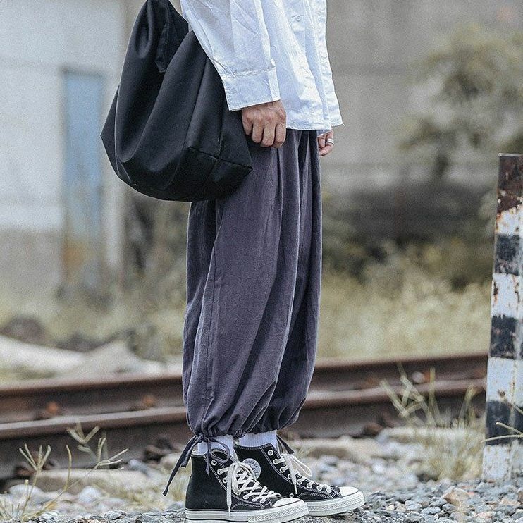 Quần yếm nam phong cách Yamamoto Nhật Bản mùa thu quần âu mỏng hiphop thương hiệu hợp thời trang quần ống rộng ống rộng quần thẳng