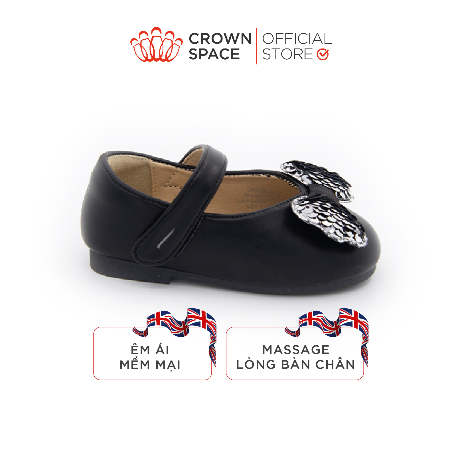 Giày Búp Bê Bé Gái Đi Học Đi Chơi Crown Space UK Ballerina Trẻ Em Cao Cấp CRUK3026 Nhẹ Êm Thoáng Size 21 đến size28 cho bé từ 8 tuổi đến 14 Tuổi