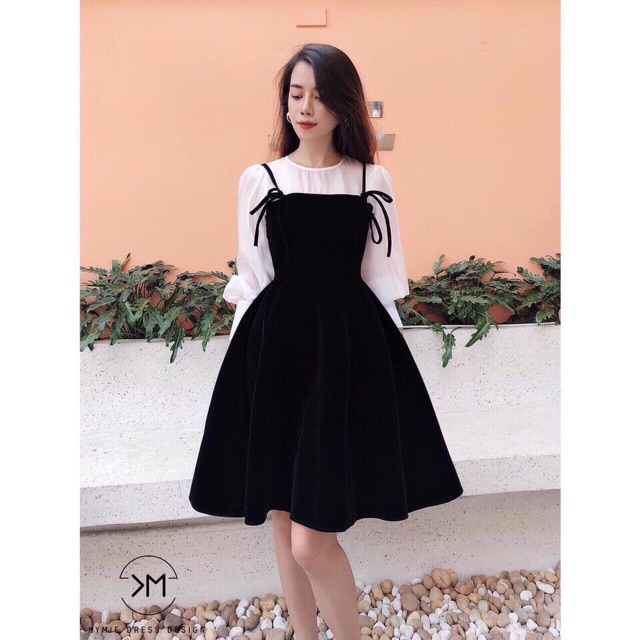 Sét bộ yếm váy cát hàn phối vol dutiec28