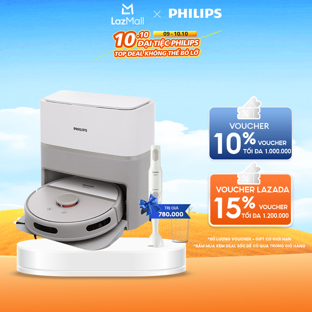 Robot Vừa Hút Bụi Vừa Lau Philips XU6500/82 Lực Hút 2700PA - Hàng Chính Hãng