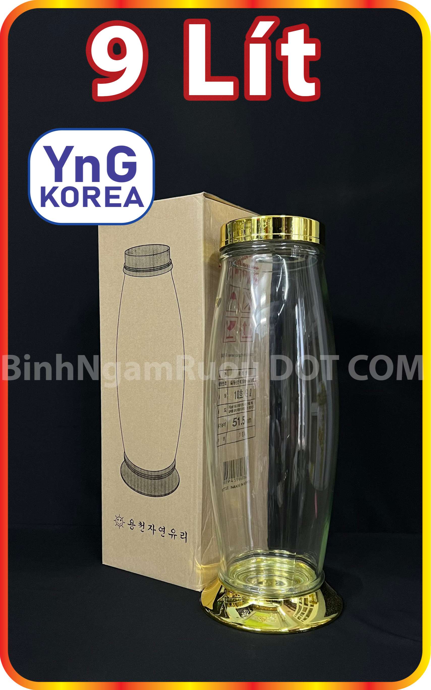Bình thủy tinh hàn quốc yongcheon n.10 - 9 lít - dáng bầu giữa sang trọng
