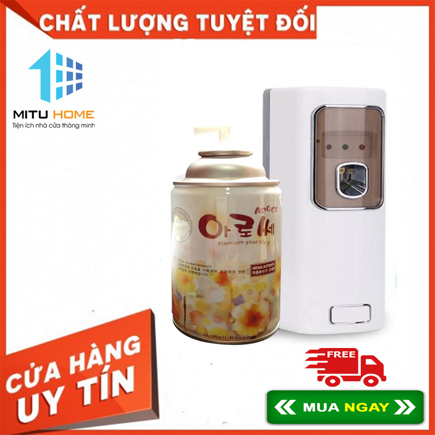 Máy xịt tự động cảm biến ánh sáng MITUHOME - Mã MT6D kèm tặng chai xịt thơm phòng Hàn Quốc 90K, Dùng trong phòng khách, karaoke, khách sạn, hộ gia đình.( Full mùi nước hoa )