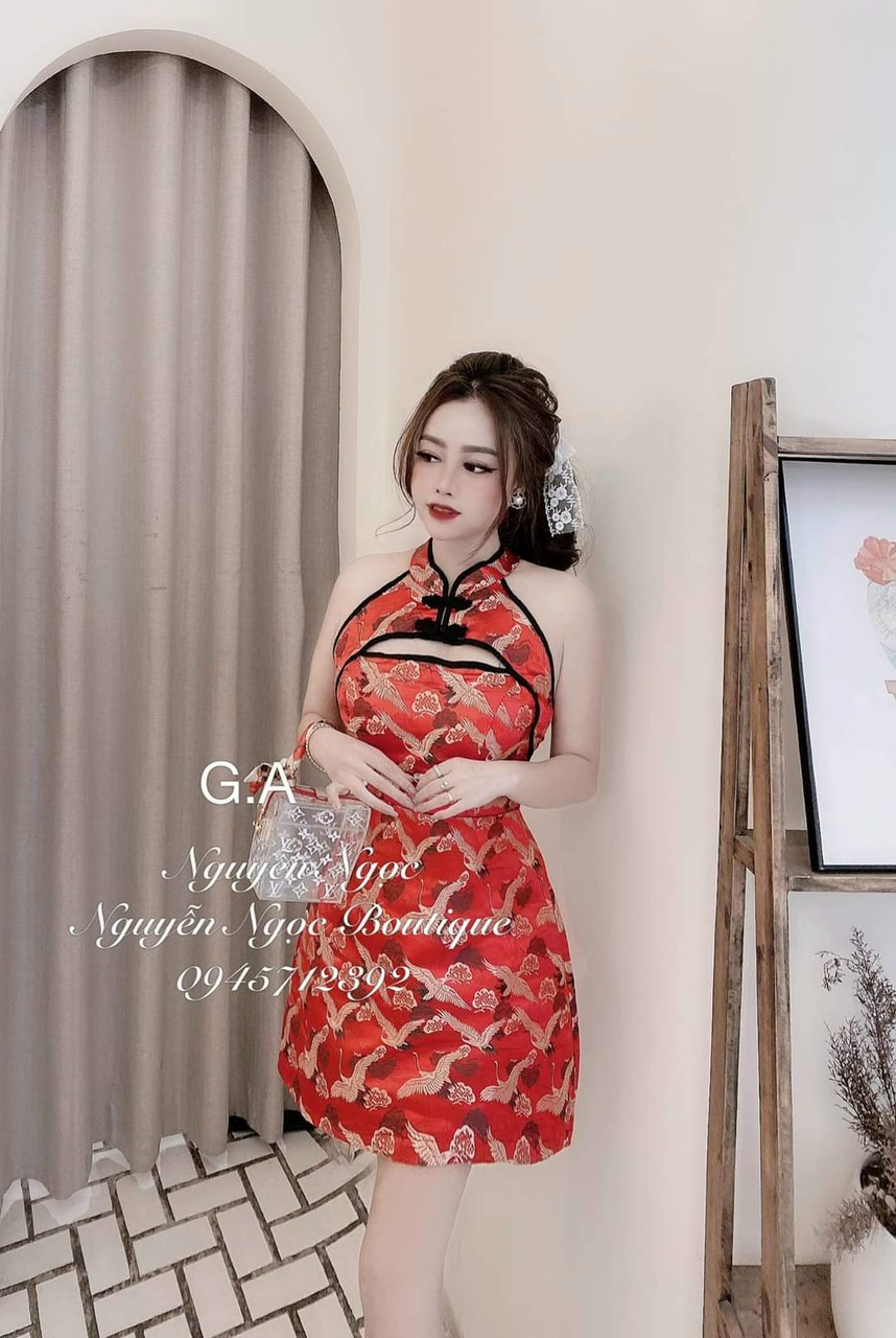 Đầm váy nữ đầm cổ tàu hở vai siêu xinh