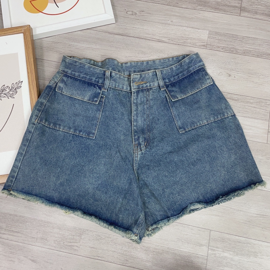 Quần Short Jeans Bigisize Cô Nhỏ,Quần Đùi Lưng Cao Ống Rộng Big Size Nữ 58kg-95kg J3