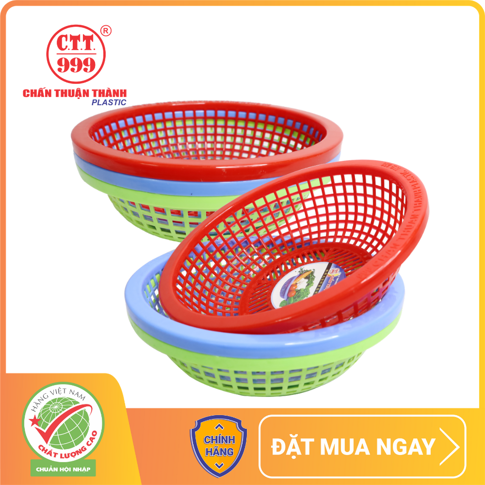 Combo 6 Rổ nhựa tròn 23cm Chấn Thuận Thành đựng đồ đạc, đựng thực phẩm rau củ đa năng tiện lợi RC2320-6 (nhiều màu)