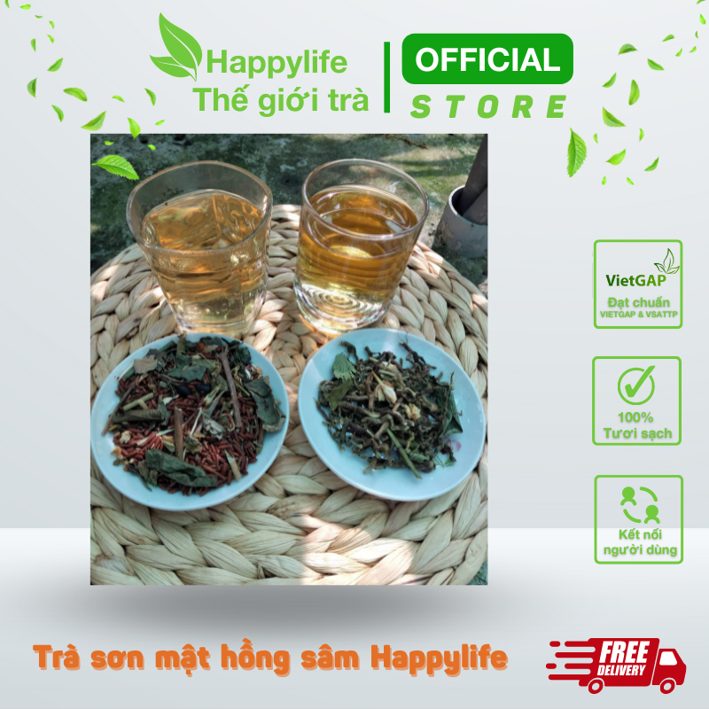 Trà sơn mật hồng sâm happylife túi 1kg - thanh nhiệt giải độc mát gan lợi tiểu tiêu hoá tốt, an thần ngủ ngon, giữ dáng đẹp da