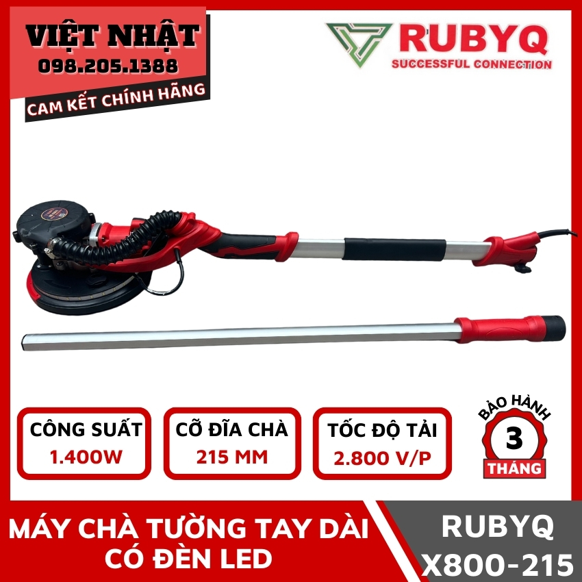 Máy chà tường tay dài Rubyq-X800-215 chính hãng, có đèn Led, hút bụi tự động - Máy xoa tường cán dài giá rẻ - Điện máy Việt Nhật