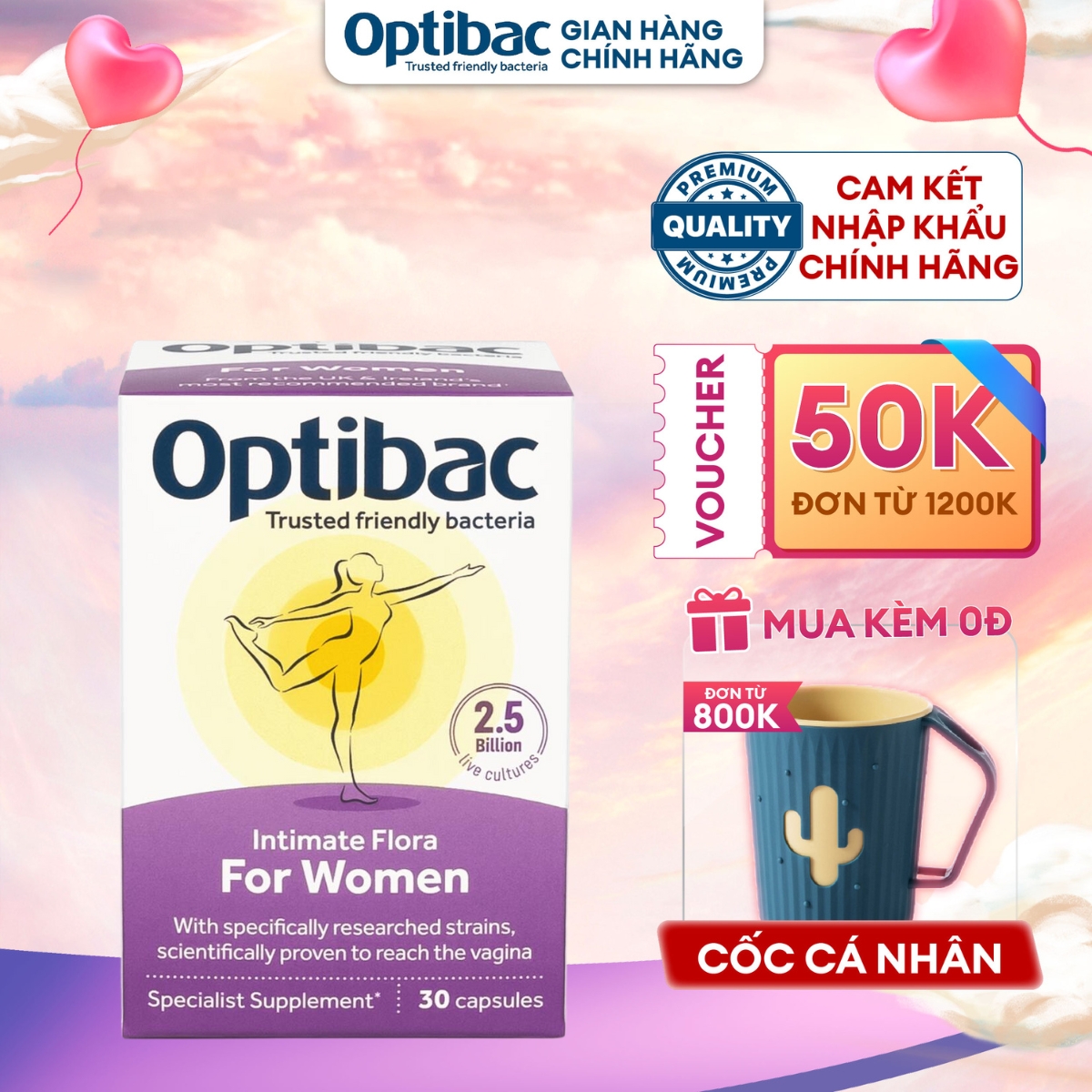 Men vi sinh bổ sung lợi khuẩn phụ khoa Optibac For Women 30 viên cân bằng