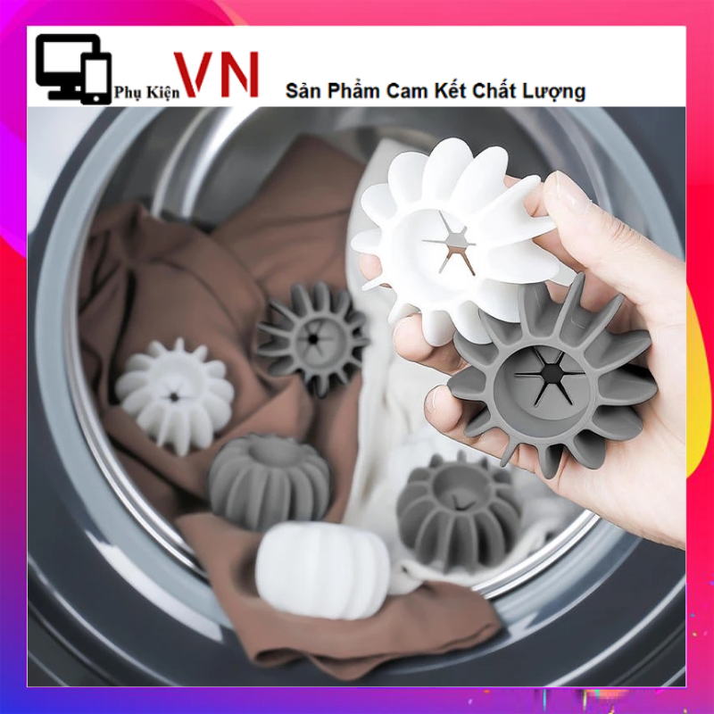 COMBO 10 Bóng Giặt Silicon Chống Rối Quần Áo , Loại Bỏ Lông Thú Cưng Cho Máy Giặt Tiện Lợi - Banh Giặt Chống Nhăn , Chống Cuộn Quần Áo Đa Năng