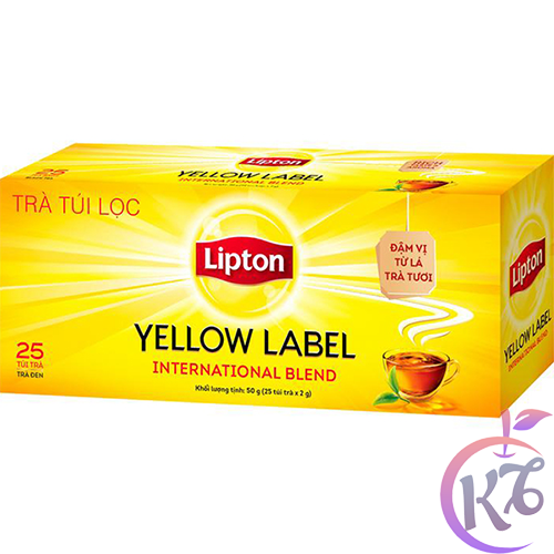 Trà lipton túi lọc nhãn vàng hộp 25 gói x 2g chiết xuất 100% lá trà tươi