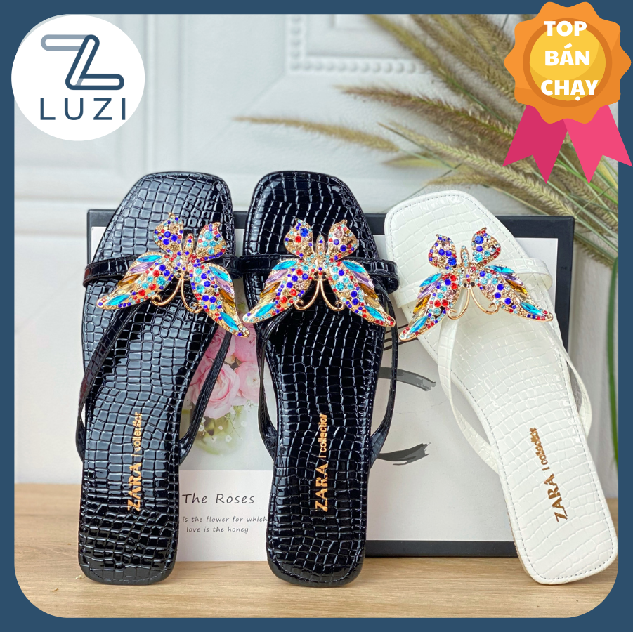 [4.4 Hoàn tiền 15%]Dép xỏ ngón nữ đính đá bươm bướm nhiều màu sắc , dép lê, dép lào nữ kẹp mẫu mới 2022, dép kiểu nữ gắn cham bướm sang chảnh đi chơi, đi học, đi biển kiểu dáng hàn quốc bigsize luzi shoes