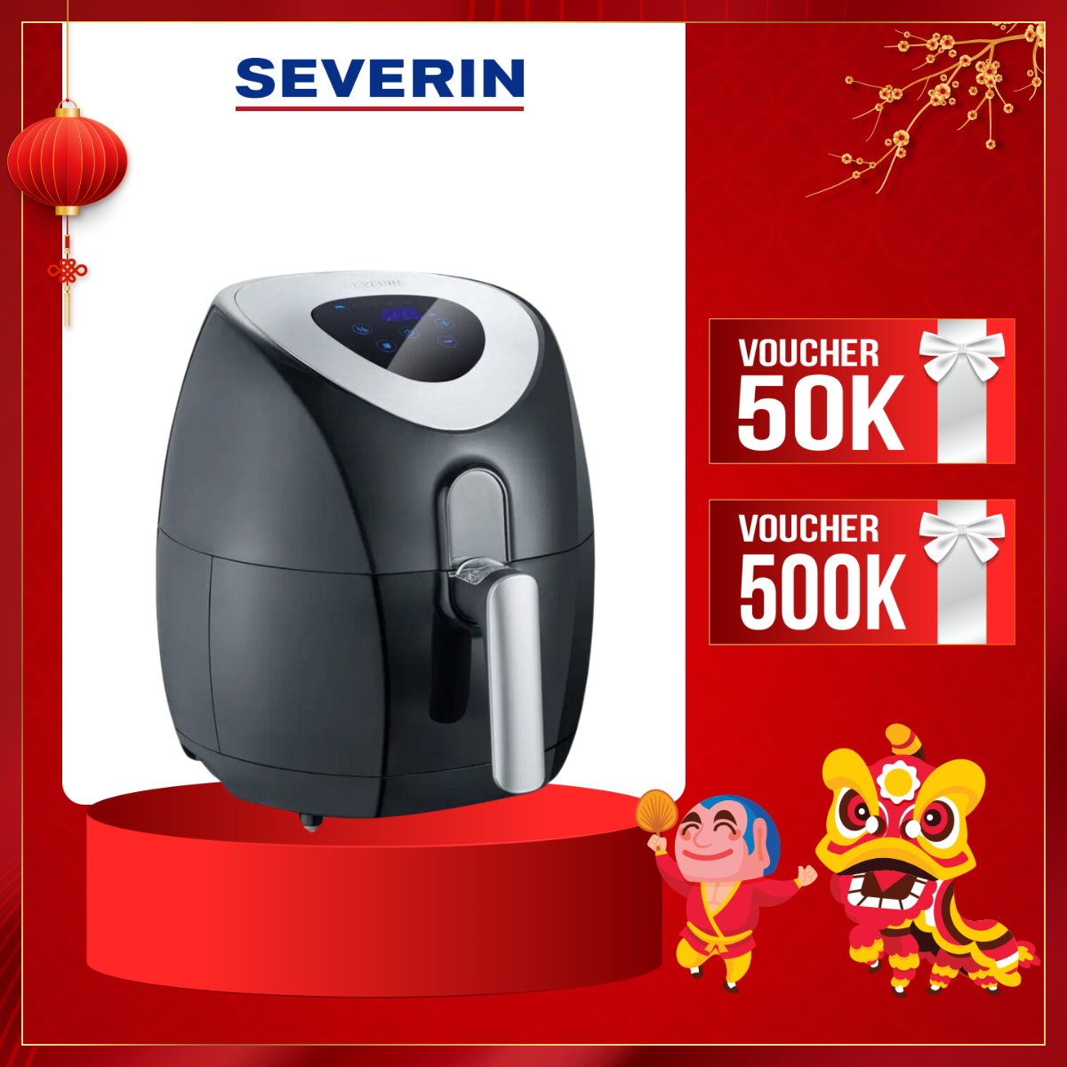Nồi chiên không dầu Severin FR2430, hàng chính hãng Đức. Hạn chế lượng dầu, tiện lợi với 6 chế độ cài đặt sẵn. Khóa an toàn tránh rơi vỡ khi lấy rổ rán ra. Rổ rán và tay cầm chống dính dễ vệ sinh. Bảo hành chính hãng 24 tháng.