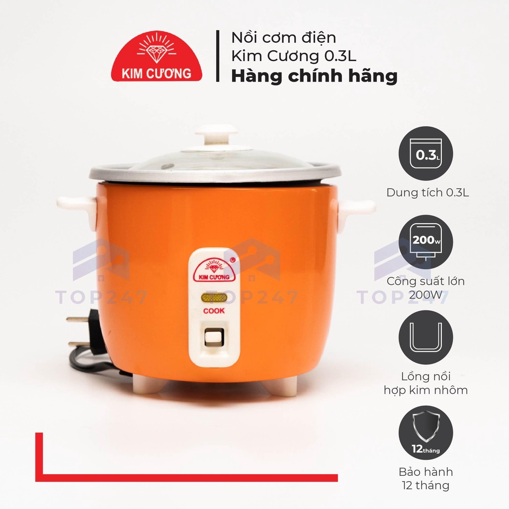 Nồi cơm điện kim cương 0.3 lít nắp rời _ nồi cơm điện mini