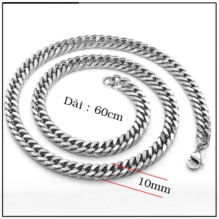 Dây chuyền inox lặc đôi 10ly cực chất thép không gỉ- DCQC11