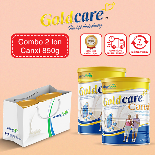 (TÚI 2 LON) Sữa bột Wincofood GoldCare Canxi (850g/lon): dinh dưỡng ít béo ngừa tiểu đường, bổ sung canxi giúp xương chắc khỏe, MUFA, PUFA tốt cho tim mạch, phù hợp cho người từ 30 tuổi trở lên.