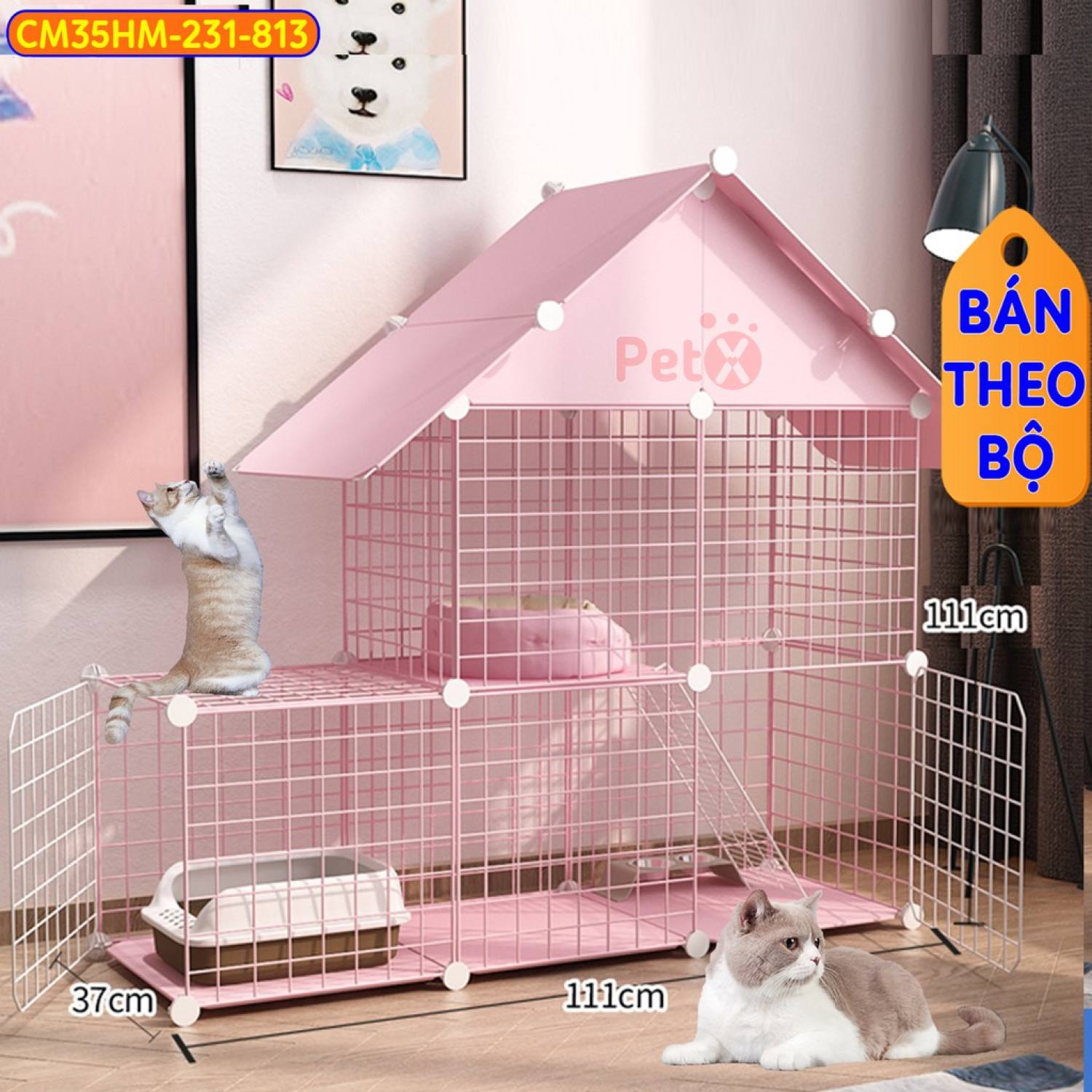 Chuồng mèo 3 tầng 2 tầng giá rẻ đẹp lắp ɡhép đa năng đơn giản với lưới sắt sơn tĩnh điện có thể cho thỏ, sóc, bọ ú