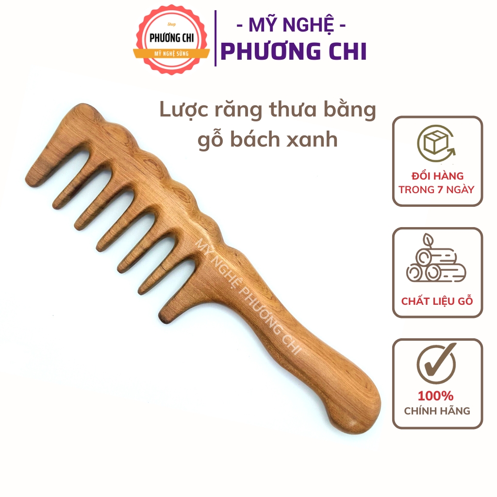 Lược gỗ răng thưa 7 răng dùng massage đầu ấn huyệt, lược chải tóc gỡ rỗi - Mỹ Nghệ Phương Chi