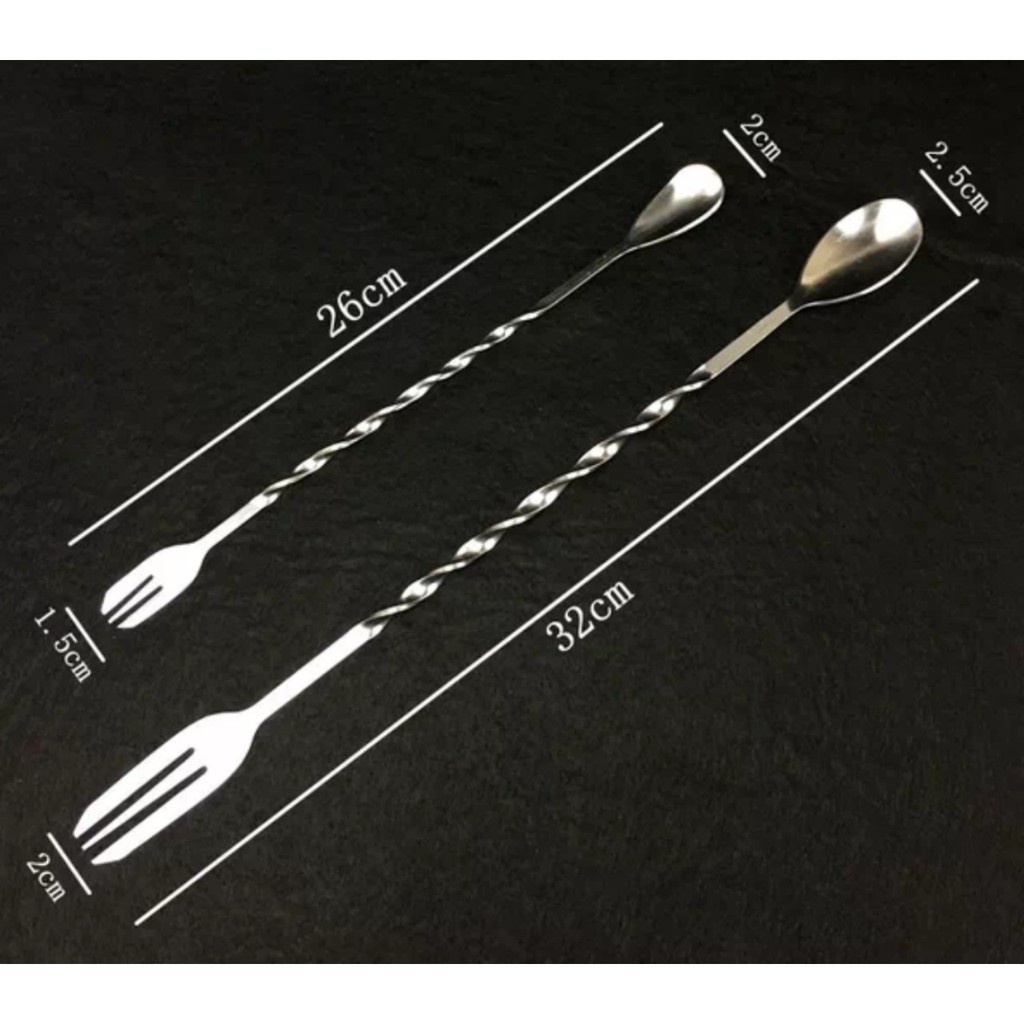Thìa Bar 2 đầu dài 32cm, thia bar inox cho quầy pha chế