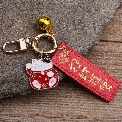 Móc khóa mèo may mắn y hình lucky dạng thép bền chắc