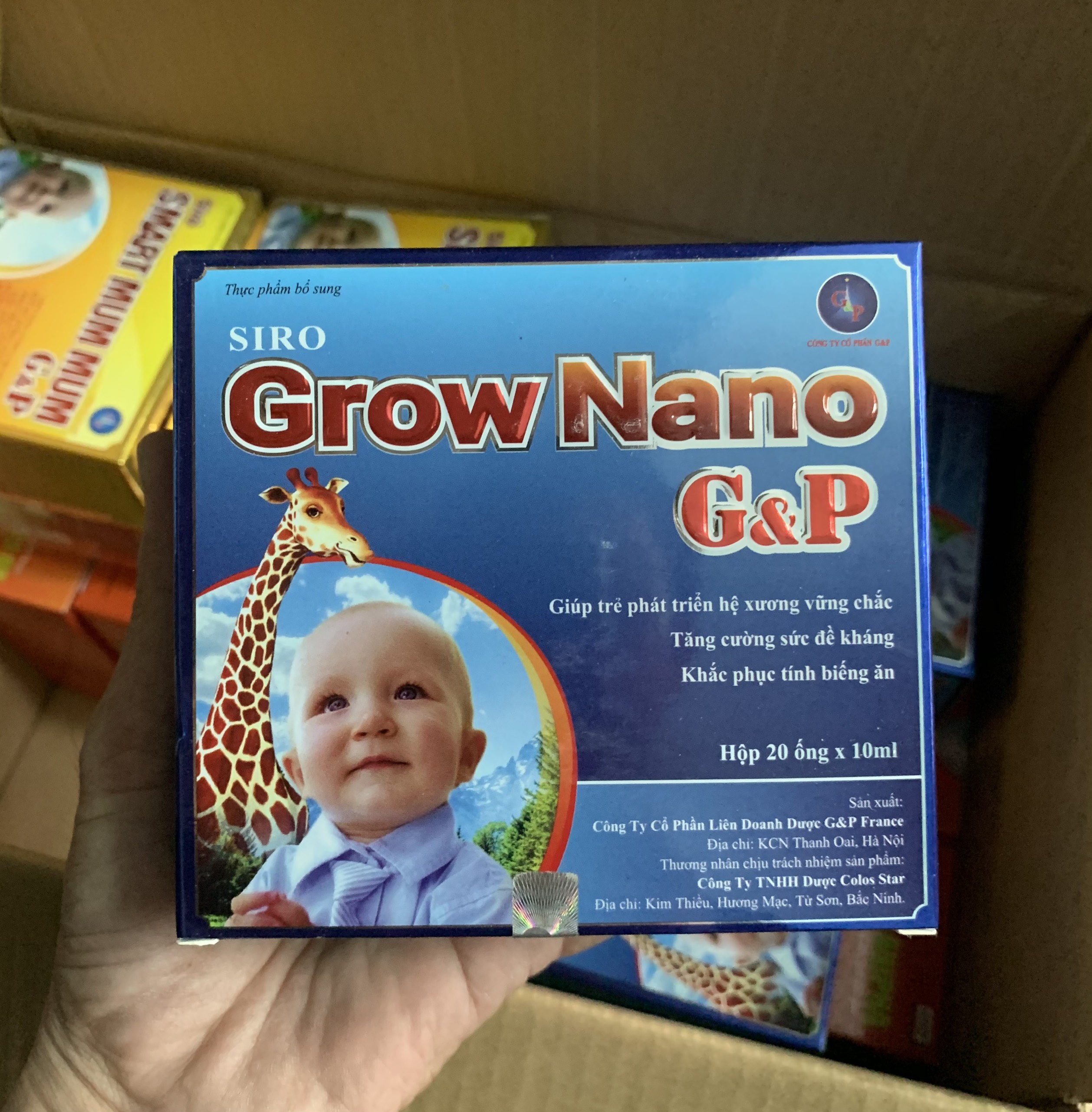 Siro Grow Nano Gold - giúp trẻ phát triển hệ xương, cam kết sản phẩm đúng mô tả, chất lượng đảm bảo 20 ống (mẫu mới)