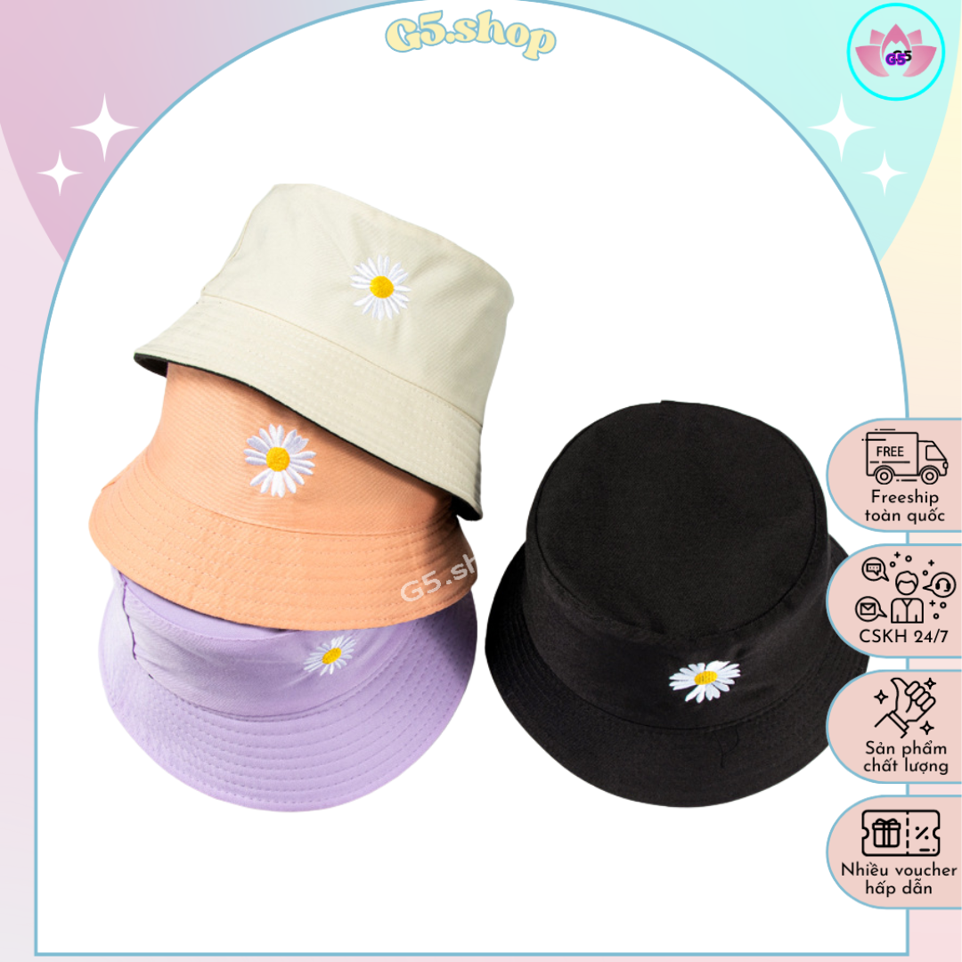 [ XẢ KHO ] Nón bucket HOA CÚC, Mũ bucket HOA CÚC nam nữ, Nón Ulzzang vành tròn họa tiết hottrend