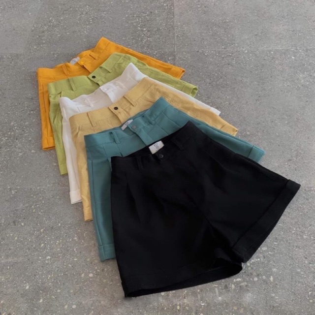 Quần Short Nữ Ống Rộng Gập Gấu