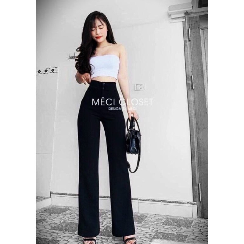 Quần ống loe lưng siêu cao 2 cúc gs90