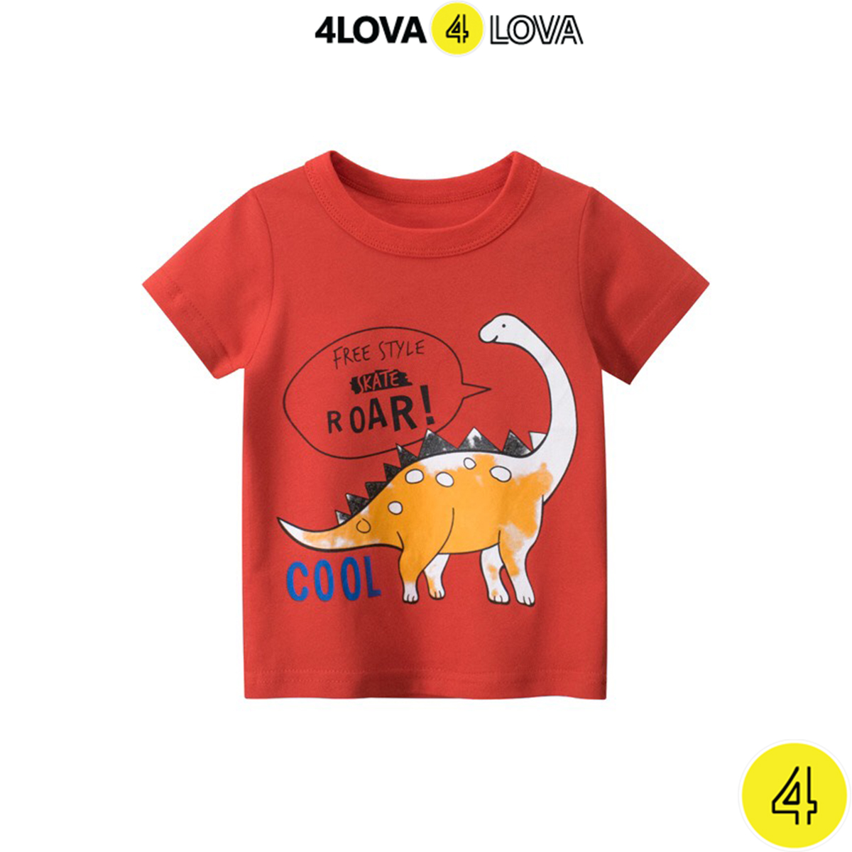 [Mua 2 Giảm 20%] Áo Thun Cộc Tay Thể Thao Cao Cấp Cho Bé Trai 4LOVA Họa Tiết Khủng Long Từ 1-12 Tuổi - Không Bai -Không Xù- Không Cắn Chỉ - Kiểu Dáng Basic Cotton Cao Cấp, Thấm Hút Mồ Hôi, Mềm Mại Cho Bé