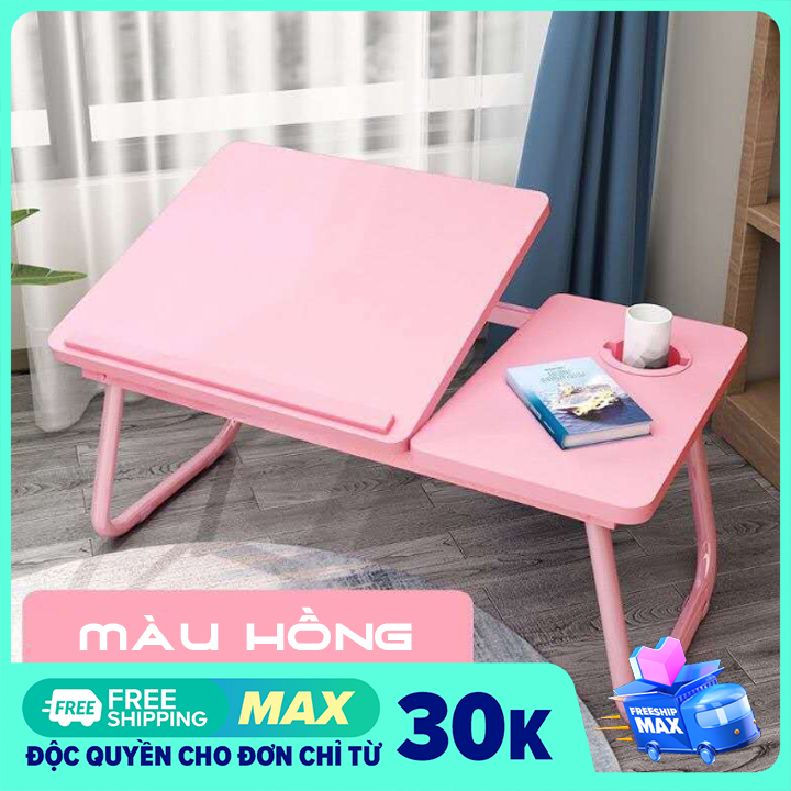 Bàn học gấp gọn thông minh 2 chân ngồi bệt BK205 mặt gỗ chân kim loại chống trượt, phục vụ học tập và làm việc hiệu quả với tính năng thông minh tùy chỉnh góc độ có gờ đỡ máy tính kèm khay để cốc